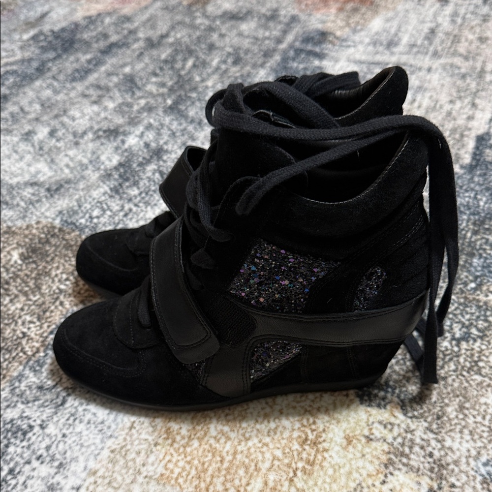 Ash Bowie Black High-Top Women's Wedge Sneakers - Picture 2 of 6